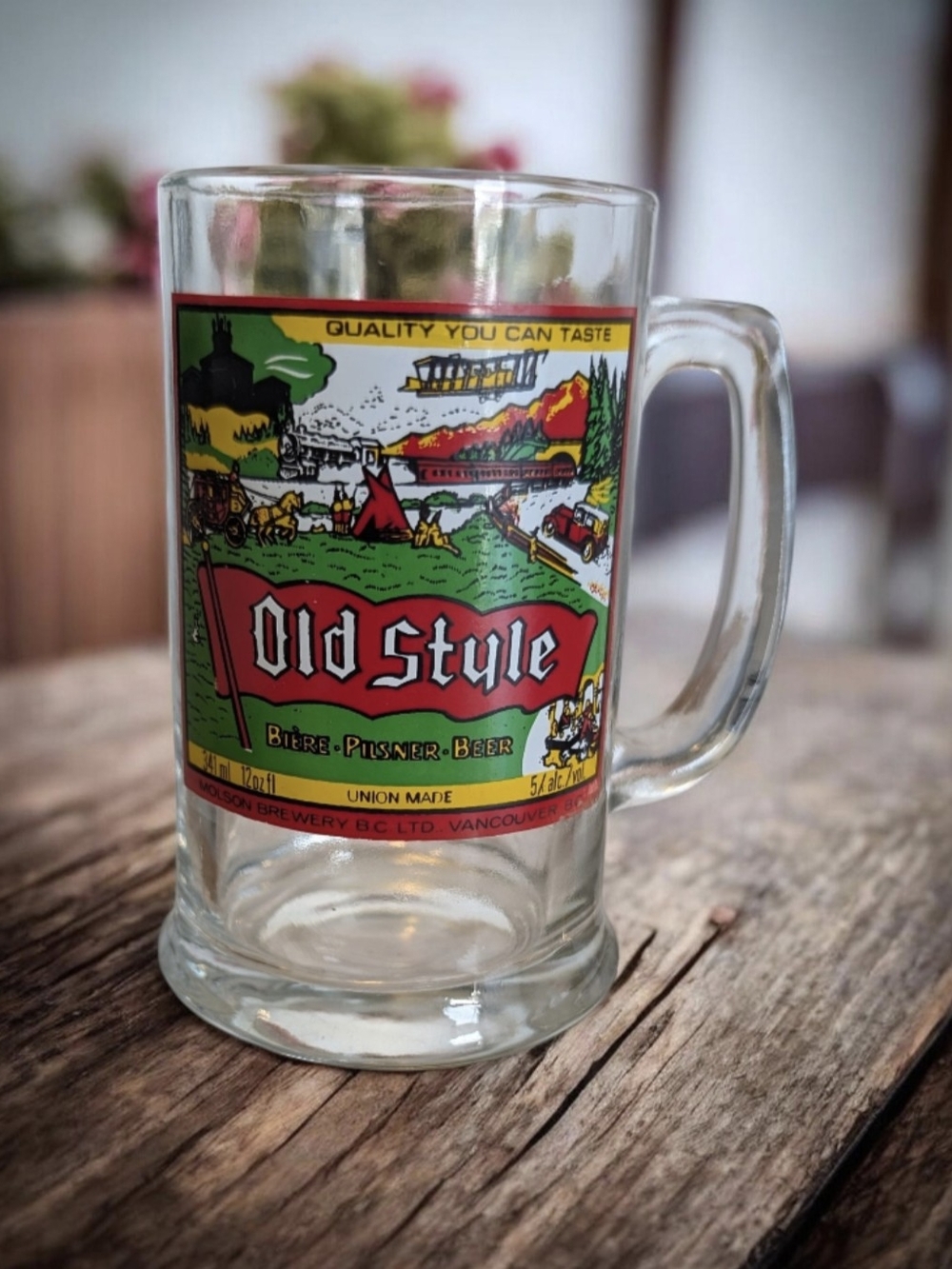 Vintage Old Style Pilsner Beer Mug Molson Vancouver BC Glass Tankard